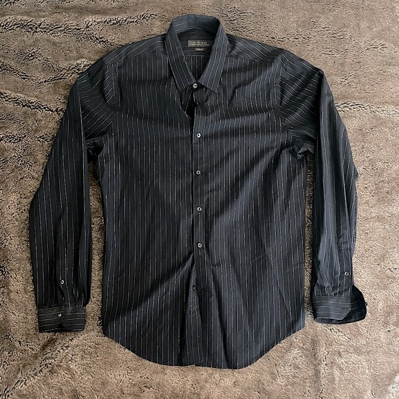 Zara Other - Zara Black & Silver Striped Button-Up Shirt